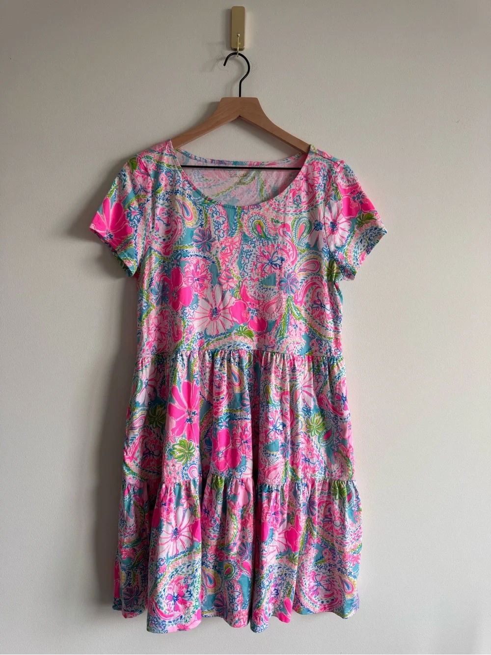 Lilly Pulitzer | Flock Full of Fun Geanna Swing Tiered Dress w/ Pockets ~ Large